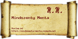 Mindszenty Menta névjegykártya